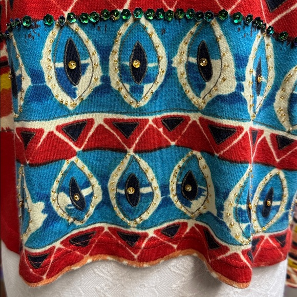 Sacred Threads 100% Cotton Beaded L/S Top. Small - Picture 3 of 8